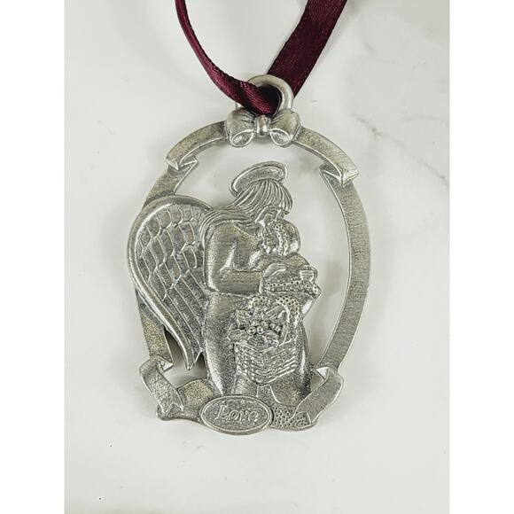 Longaberger Christmas Tree Ornament Pewter 2" Joy Love Hope Peace 90's x6 Vtg - Picture 3 of 16